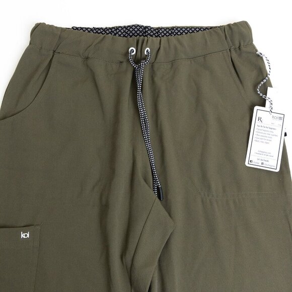 🚨 koi Next Gen Everyday Hero Cargo Scrub Pant 5-Pocket Stretch Drawstring Olive - Picture 5 of 14